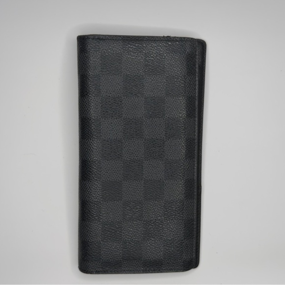 Louis Vuitton Graphite Brazza Damier Canvas Slim Long Wallet CheckBook | Unisex